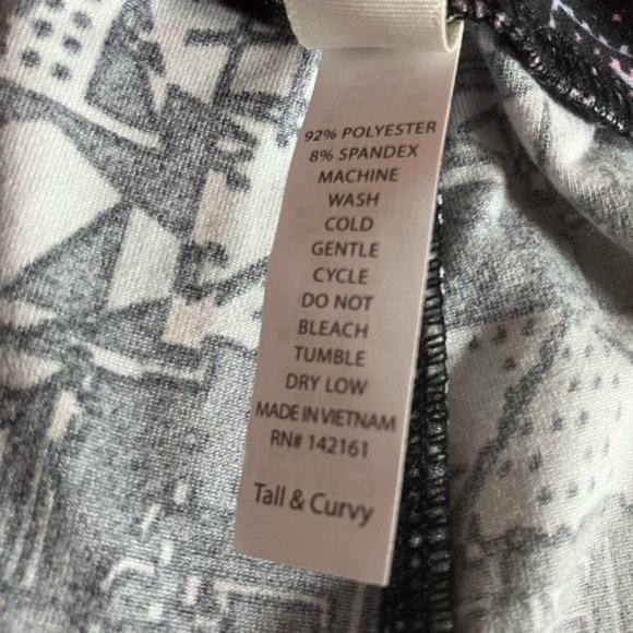 LuLaRoe TC Leggings Tall & Curvy New Black Pink Grey Gray Geometric Abstract - Picture 4 of 5